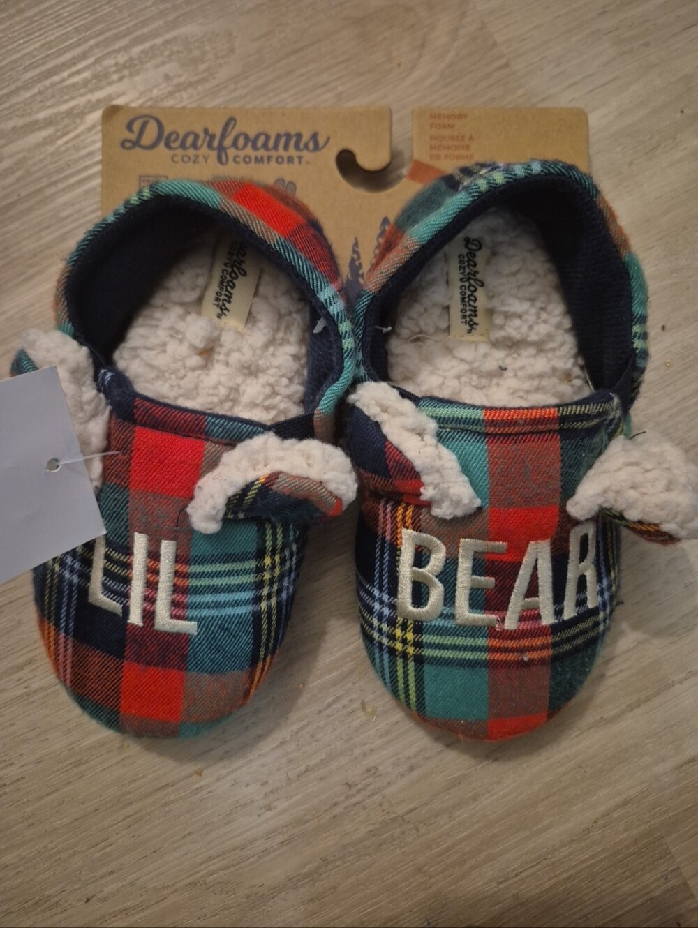 dearfoams Plaid Sherpa-Lined Toddler Kids Slippers Holidays Christmas Matching
